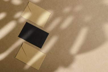 Mantar panoda yaprak gölgesi olan zarflar