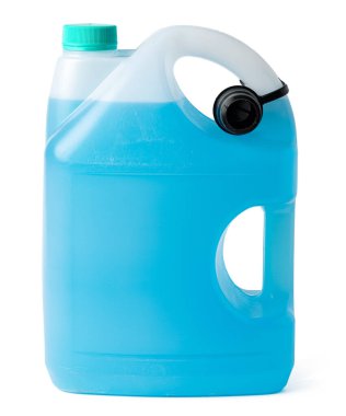 Kışın mavi pencere temizleyicisi beyaz arka planda izole edilmiş.