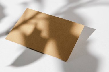 Kağıt arkaplanda iş kartıyla yeşillik gölgesi