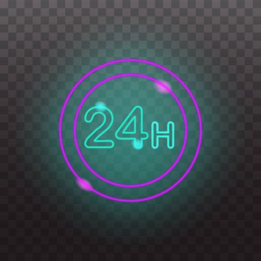 Neon işareti ışığında gece şeffaf arka plan vektör çizim ayarla, izole parlak parlayan elektrik reklam ışıklı afiş grafik tasarım veya simgeler için