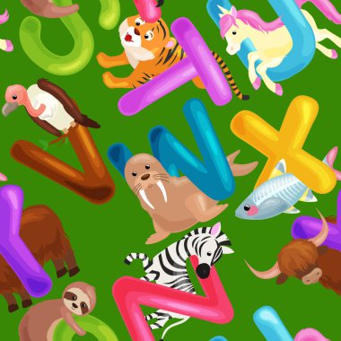 sorunsuz hayvanlar alfabe desen okul öncesi çocuklar abc eğitim için.