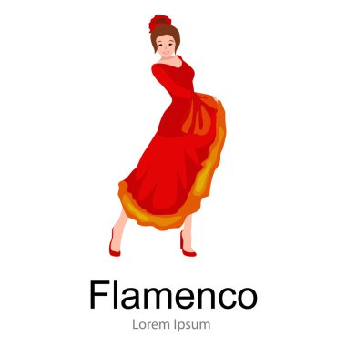 İspanyol kız flamenko dansçısı kırmızı elbise, güzel dans, dans mutlu seksi kadın 