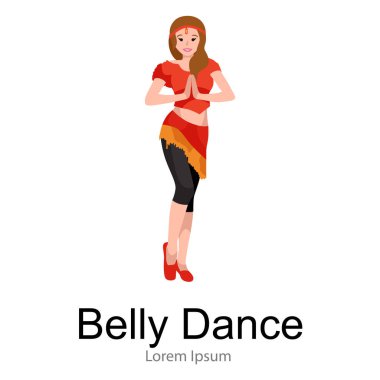 Alanı desen elbise ile güzel kız dansöz