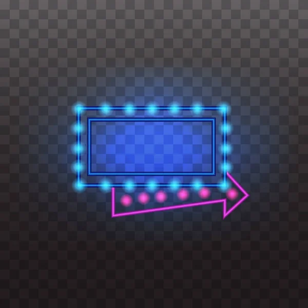 Glödande neonljus tecken belysta isolerade på transparent bakgrund. Design element vektorillustration. — Stock vektor