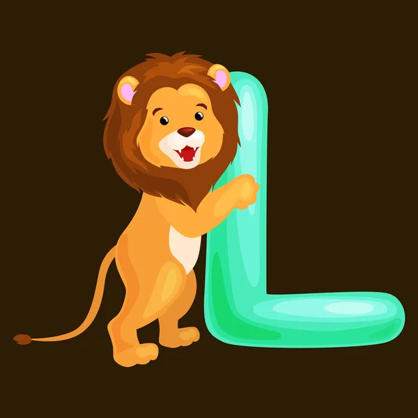  Letter  L  with lion animal for kids abc education in 