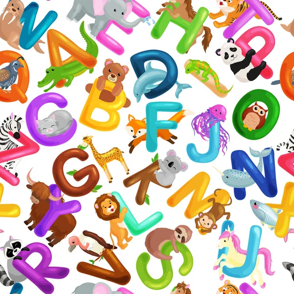 Alfabeto degli animali insieme per i bambini abc educazione nella scuola materna . — Vettoriale Stock