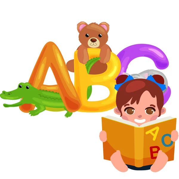 De dierlijke letters ABC voor school of kleuterschool alfabet onderwijs kinderen geïsoleerd — Stockvector