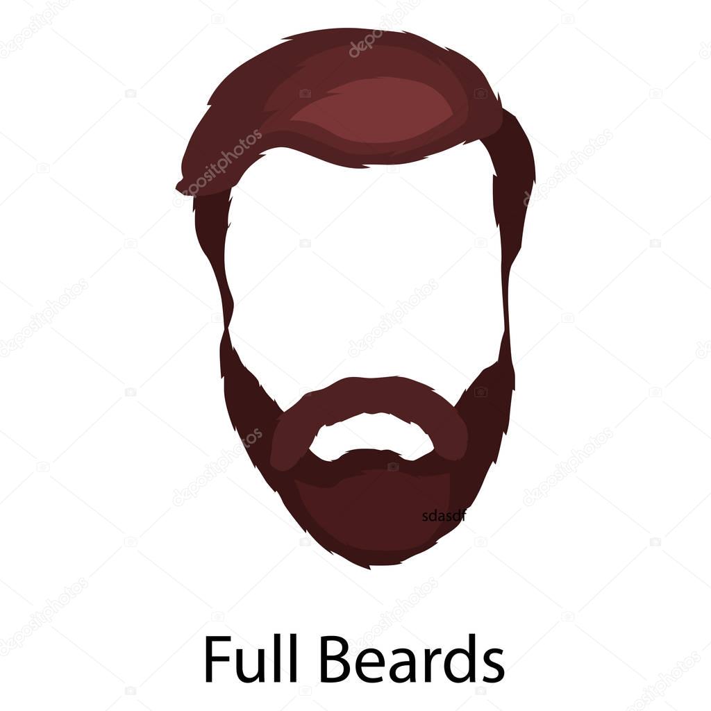 Men cartoon hairstyles with beards and mustache.Vector illustration  isolated hipsters  on a white background.