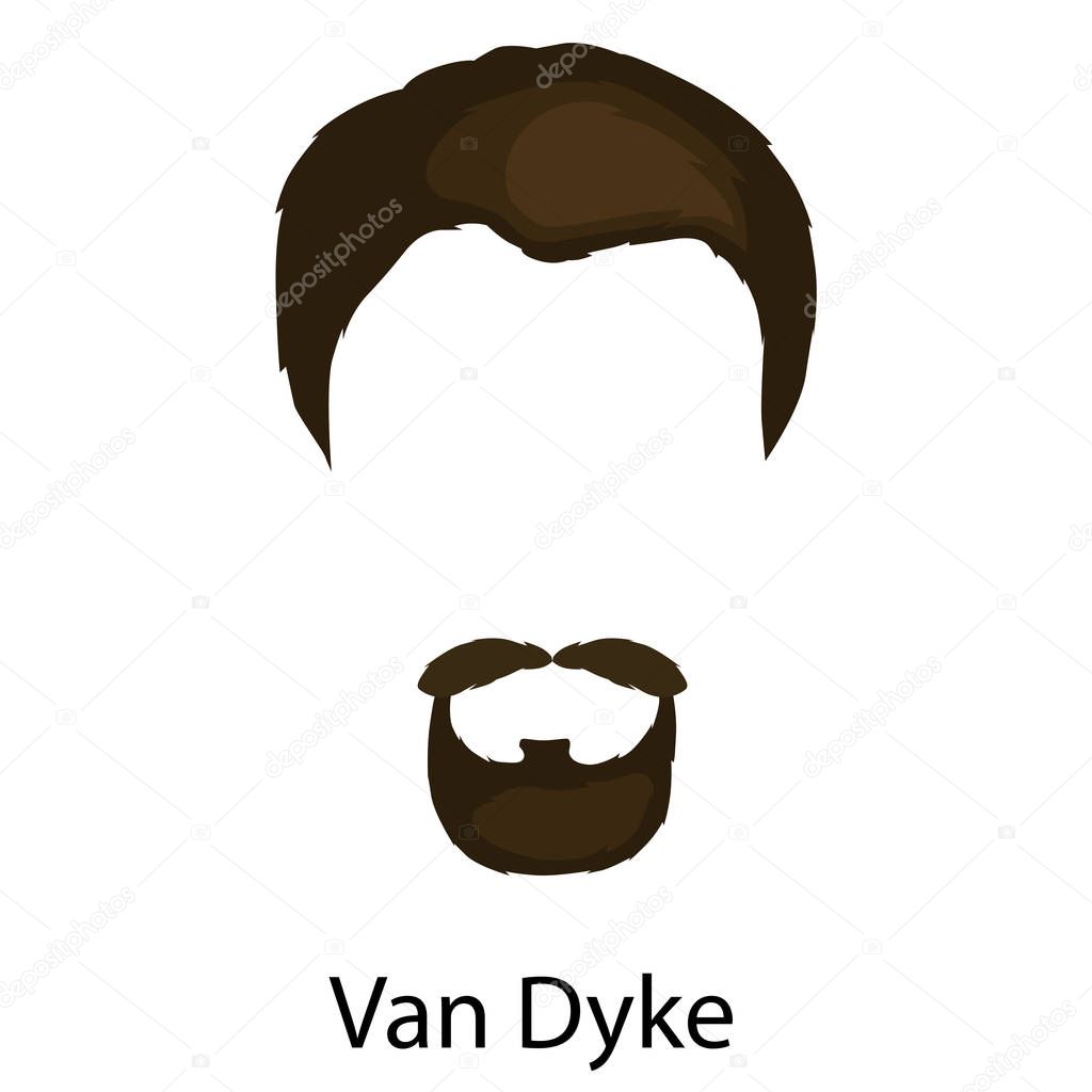 Men cartoon hairstyles with beards and mustache.Vector illustration  isolated hipsters  on a white background.