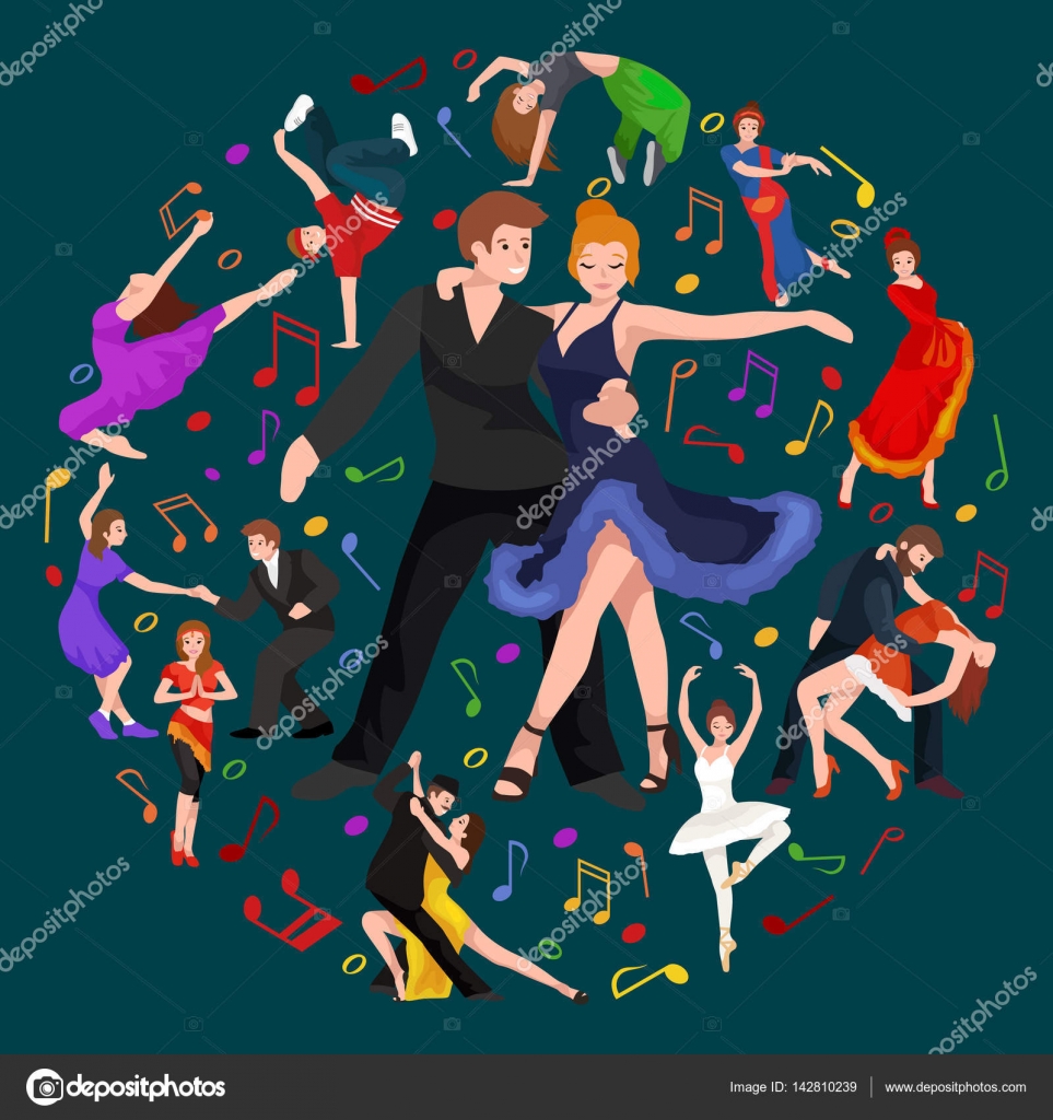 Salsa dance to latin music of couple people happy Vector Image