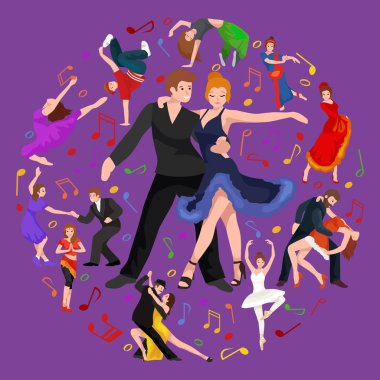 Mutlu beyaz simgesi piktogram, adam ve tutku ile salsa dansına elbiseli kadın Salsa dansçıları çift izole