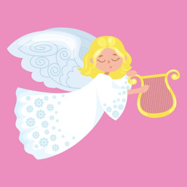 mutlu melek Hıristiyan din veya yeni yıl vektör çizim sembolü kanatlı uçan Noel tatili