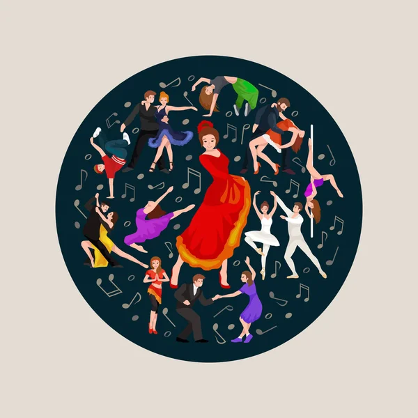 Menina espanhola dançarina de flamenco em vestido vermelho, bela dança, mulher sexy feliz dançando — Vetor de Stock