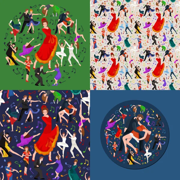 Ilustración vectorial de pareja bailando danza moderna, Compañeros bachata — Archivo Imágenes Vectoriales