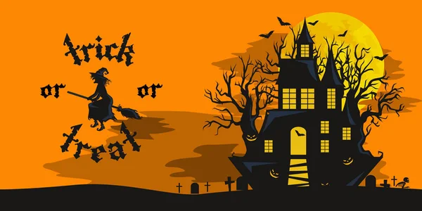 Halloween-Nacht Hintergrund mit Kürbis Vollmond und Trick oder Leckerbissen — Stockvektor