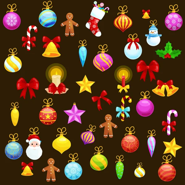 Verzameling van geïsoleerde Kerstdecoratie voor Merry en Happy New Year bal vectorillustratie — Stockvector