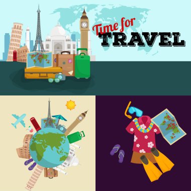 Seyahat kavramı vektör çizim, turizm ve tatil gezisi