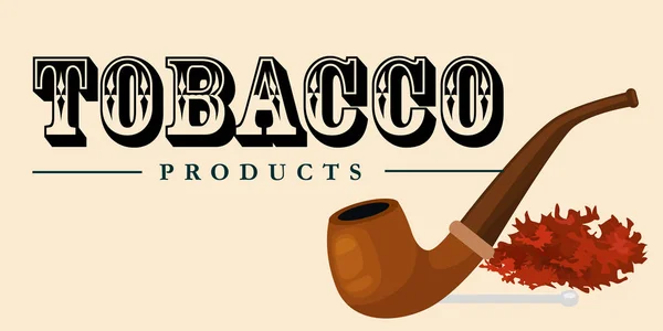 Rauchen Holzpfeife und Tabak und Rauchergeräte Vektor Illustration — Stockvektor