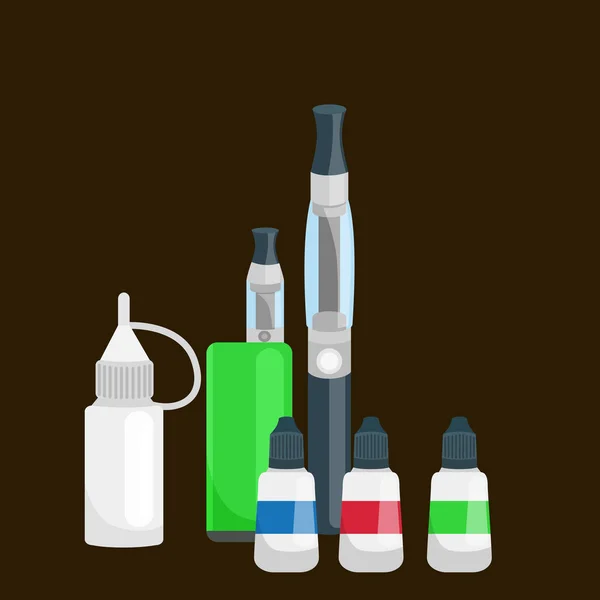 Elektronik sigara deri ve metal şişe sıvı buharı dükkanı için. Alternatif yasaktır vektör çizim — Stok Vektör