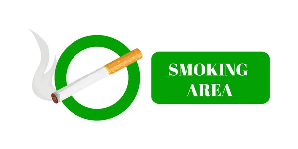 Rótulos de área proibida de fumar e fumar com ilustração de vetor de cigarro — Vetor de Stock