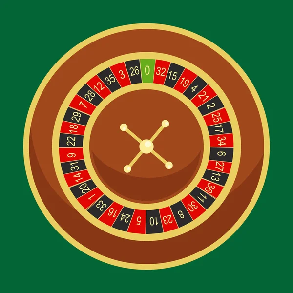 赌场轮盘转动为在拉斯维加斯，幸运的赌博财富，风险游戏中机会赌赢孤立矢量图 — 图库矢量图片