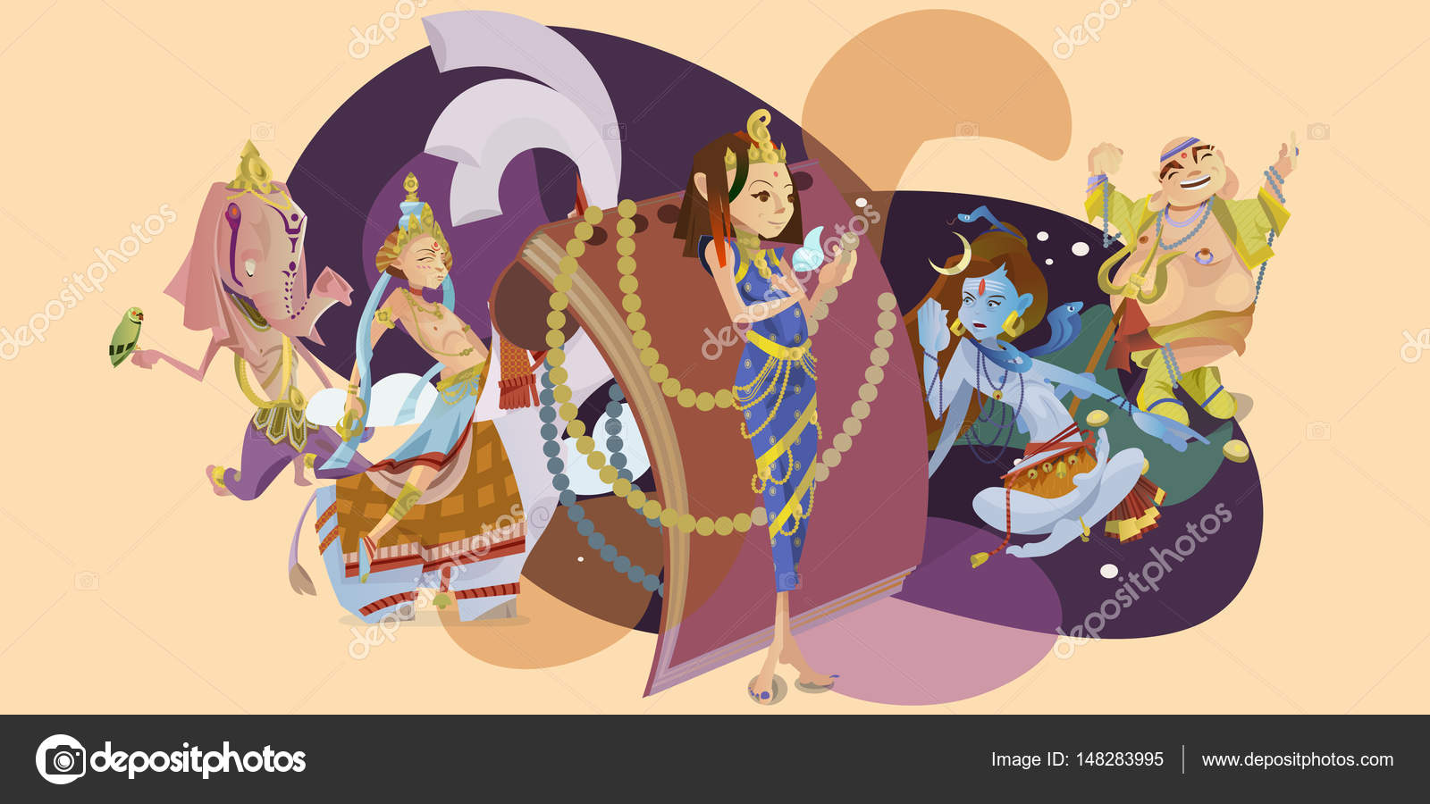 Set Of Isolated Hindu Gods Meditation In Yoga Poses Lotus And Goddess Hinduism Religion Traditional Asian Culture Spiritual Mythology Deity Worship Festival Vector Illustrations T Shirt Concepts Vector Image By C Anutaberg