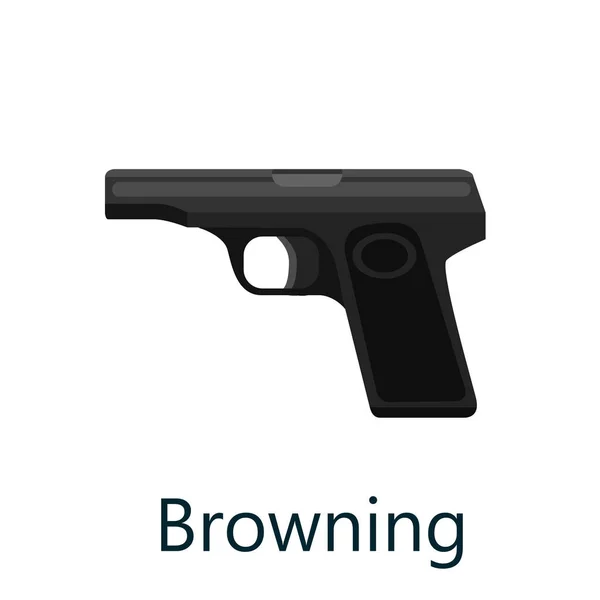 Assault automatisk svart browning, militär pistol på vit bakgrund isolerade vektorillustration, vapen med kulor för skydd shoting eller krig — Stock vektor