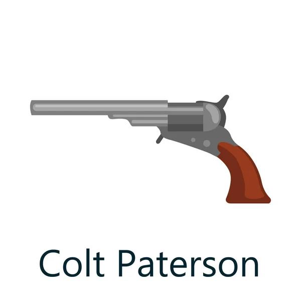 Colt Paterson é um revólver de ação dupla de quadro médio com uma pistola de seis cilindros redondos, ilustração de vetor de pistola, arma de revólver isolado, revólver metálico no fundo branco —  Vetores de Stock