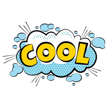 Metin içeren etiketleri ve öğeleri noktalı resim gölgeleri, retro karikatür vektör pop sanat çizim, yarı ton nokta vintage etkisi arka plan ile karikatür komik serin bubbles.