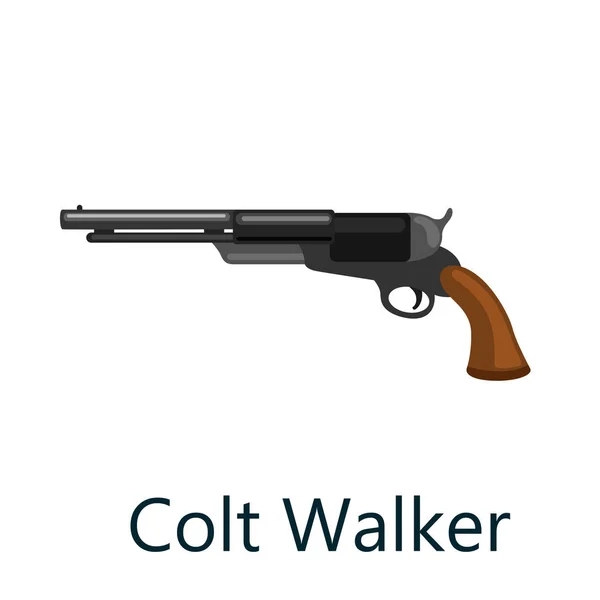 Colt Walker é um revólver de ação dupla de quadro médio com uma pistola de seis cilindros redonda, ilustração de vetor de pistola, arma arma isolada, revólver metálico no fundo branco —  Vetores de Stock