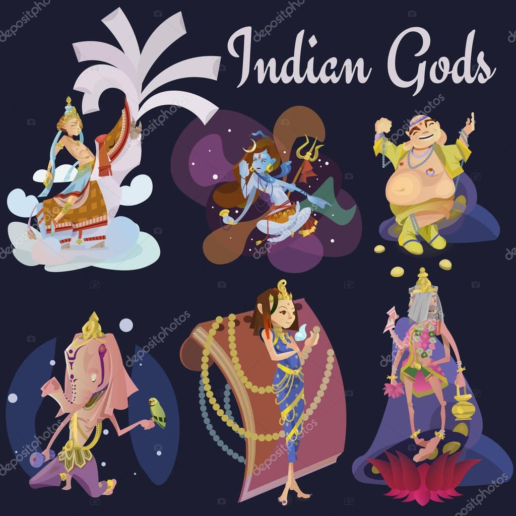 Set Of Isolated Indian Gods Meditation In Yoga Poses Lotus And Goddess Hinduism Religion Traditional Asian Culture Spiritual Mythology Deity Worship Festival Vector Illustrations T Shirt Concepts 153360262 Larastock