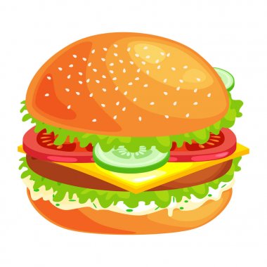 sığır eti lezzetli hamburger ızgara ve barbekü et ekmek domates peynir beyaz üzerine taze sebze sos aperatif veya yemek, hamburger klasik Amerikan fast food yemek her zamanki menüsü için topuz ile giyinmiş olabilir