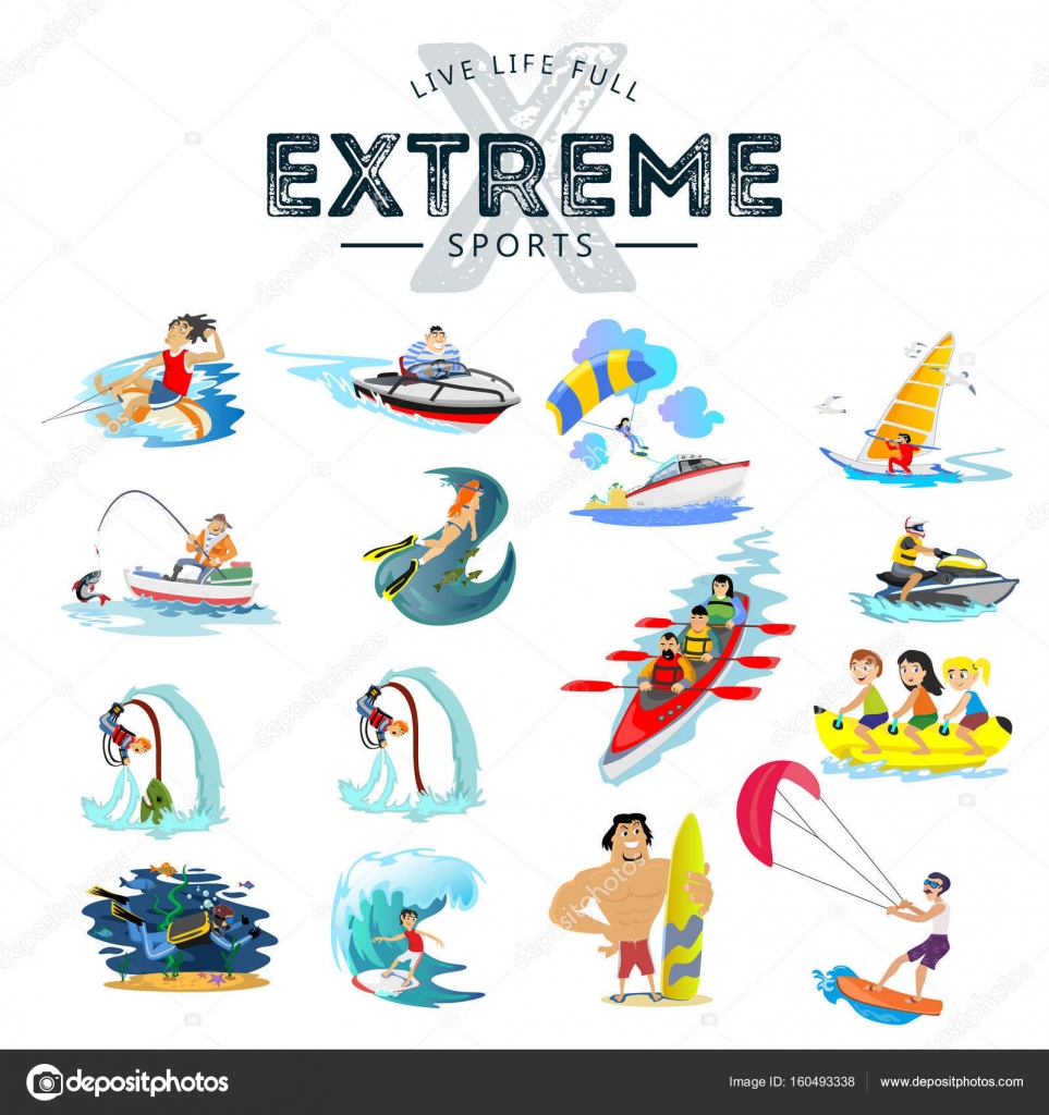 Imágenes: deportes extremos animados | Conjunto de iconos ...
