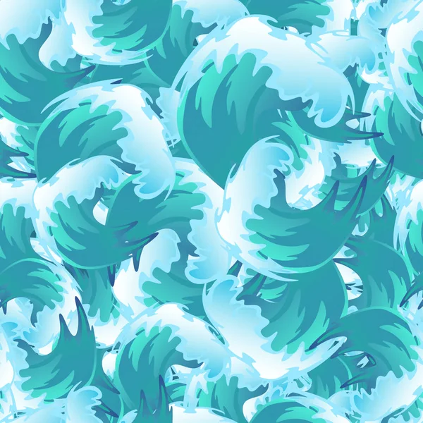Mar azul onda de água sem costura padrão, oceano borda fundo elemento de design para banner ou cartão de saudação, decoração vetor ilustração — Vetor de Stock