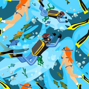 Doğa sporları Dikişsiz desen su, tasarım öğeleri için yaz tatil etkinlik Tekstil, karikatür dalga sörf, deniz plaj vektör çizim, aktif yaşam tarzı macera