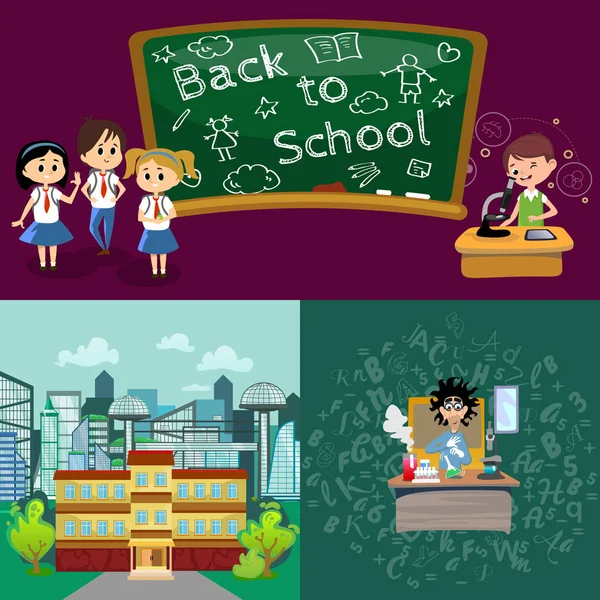 Geri okul seti pictographs, çocuk hayat gazete ve Kütüphane, erkek basketbol kızlar amigo takım, öğretmen, sınıf, Profesör ders üniversite, vektör çizim Bina öğrenciler ile