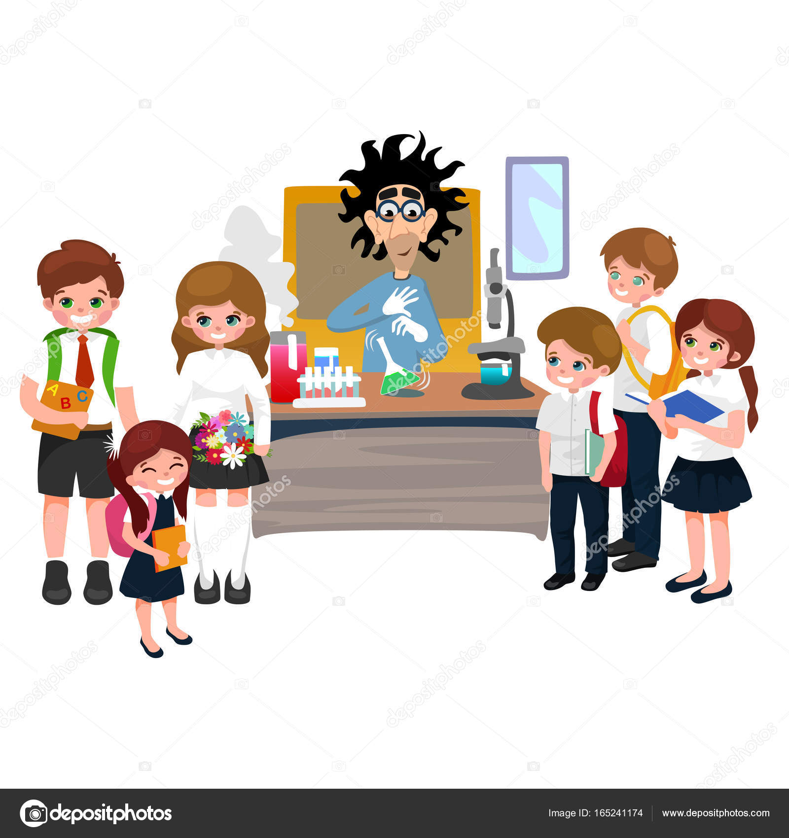 Illustration de la professeur et l ve fille et gar on Illustration de la professeur et l ve fille et gar on
