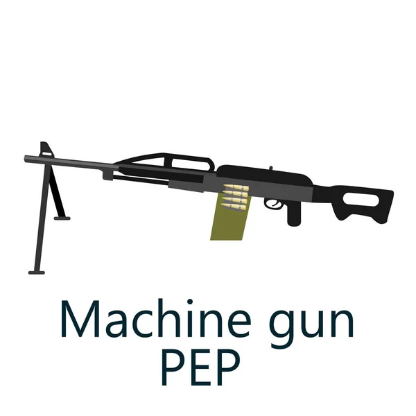 Ilustração vetorial em camadas de metralhadora PEP, metralhadora automática de arma militar —  Vetores de Stock