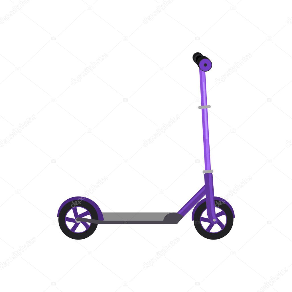 Kick scooter isolated vector illustration, life style activity, sport vehicle toy with wheel, child transport for fun