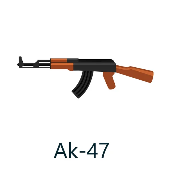 Assalto automático fuzil preto ak47, arma militar sobre fundo branco ilustração vetorial isolado, arma com balas para tiro proteção ou guerra —  Vetores de Stock