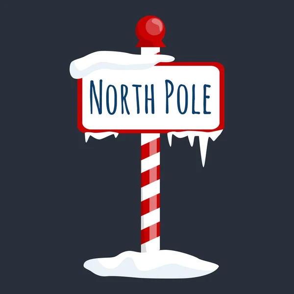 Icono de Navidad signo polo norte con nieve y hielo, símbolo de Navidad de vacaciones de invierno, bandera de dibujos animados — Archivo Imágenes Vectoriales