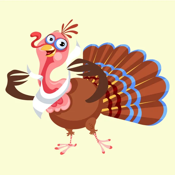 Şükran Türkiye karakter peçete, sonbahar tatil kuş vektör çizim mutlu tebrik metin ilanda veya kart beyaz arka plan üzerinde çizgi film