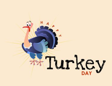 Karikatür Şükran Türkiye karakter, sonbahar tatil kuş vektör çizim mutlu tebrik metin el ilanı veya arka plan üzerinde izole kart