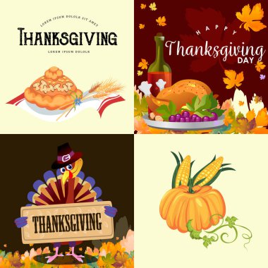 Üzüm hasat seti, meyve ve sebze, mutlu şükran akşam yemeği arka plan, kabak ve buğday kulaklar, kızılcık meyveleri, yığını ile illüstrasyon hasat vektör gibi organik gıdalar demet