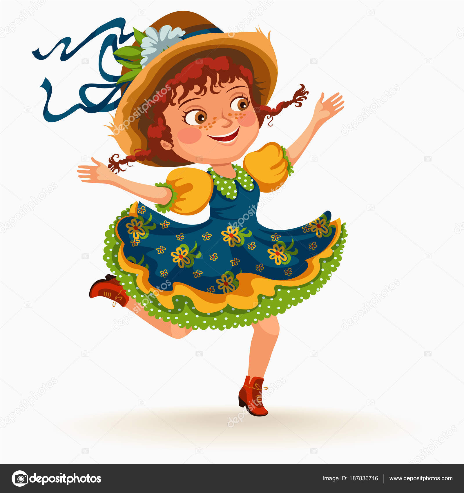 Young woman dancing salsa on festivals celebrated in Portugal Festa de Sao  Joao, girl in straw hat traditional fiesta dance, holiday party dancer,  festive people carnaval vector illustration Stock Vector by ©AnutaBerg