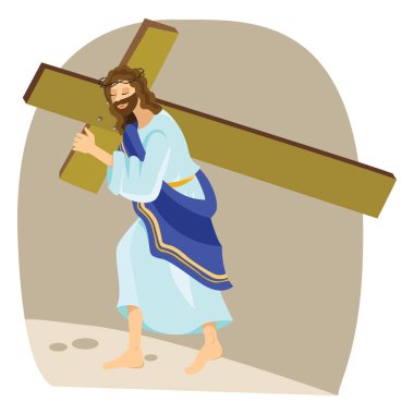 Kutsal hafta Hayırlı Cuma, İsa'nın çarmıha germe ve onun ölüm, istasyonları, çapraz, Tanrı tutku, Paskalya Triduum illüstrasyon vektör