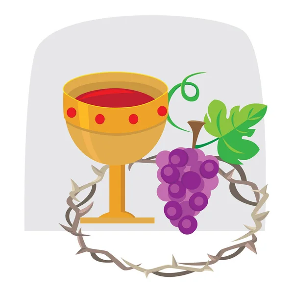 Heilige week laatste avondmaal van Jezus Christus, Maundy donderdag, gevestigd het sacrament van de Heilige Communie voorafgaand aan zijn arrestatie en kruisiging vectorillustratie — Stockvector