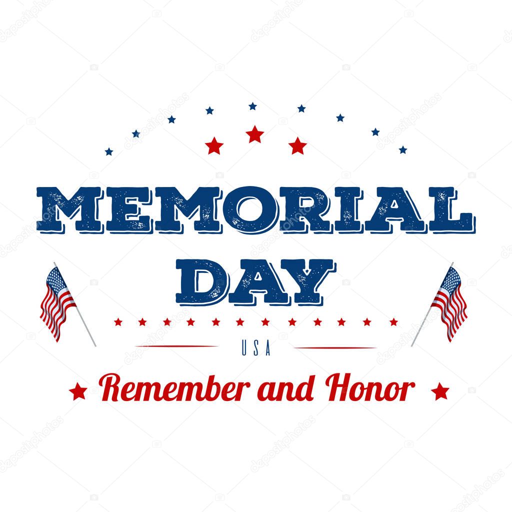 Memorial Day. Typography design layout for USA Memorial Day events, sales, promotion vector illustrator.