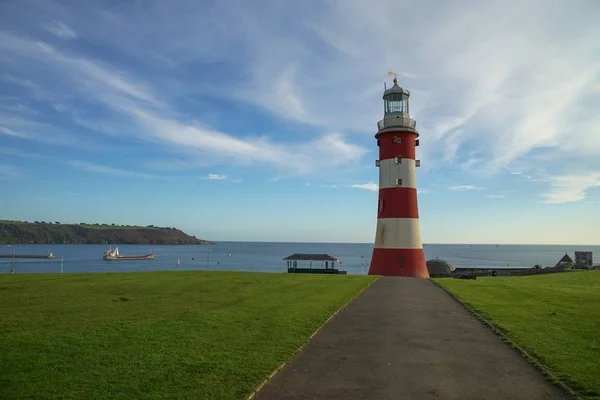 Plymouth röda och vita fyr — Stockfoto