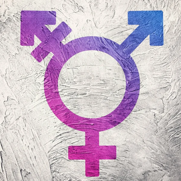 Cinsiyet simgeleri birleştiren transseksüel sembolü. Retro tarzı. — Stok fotoğraf